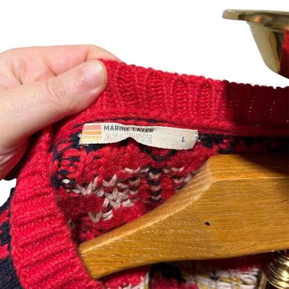 Marine Layer Archive Alpine Red Fair Isle Patterned Women's Sweater - Picture 6 of 13